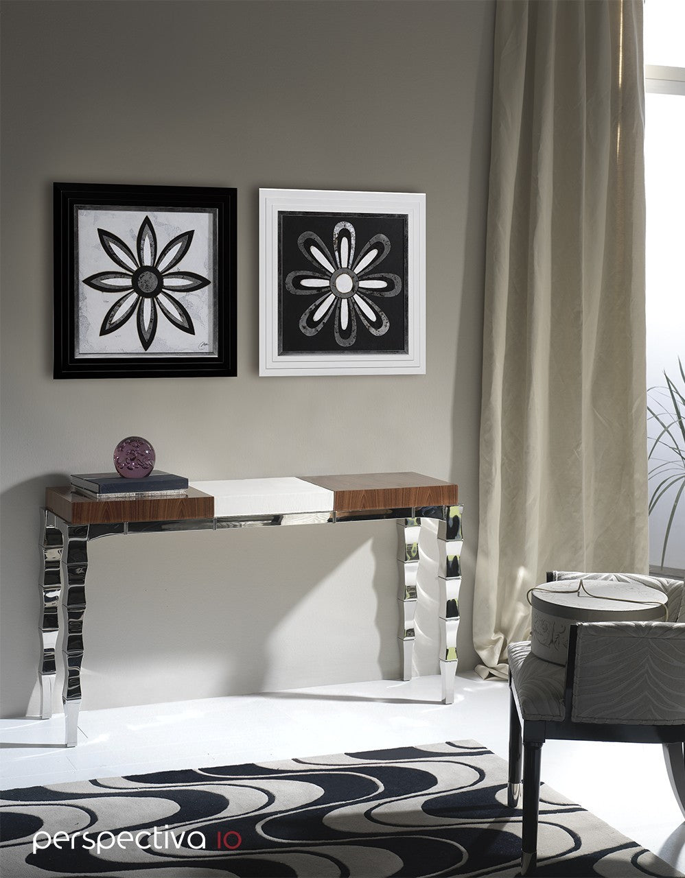 Flor Metal Revert Redondas Fondo Negro (Last unit) — Outlet, motyw kwiatowy, widok 2