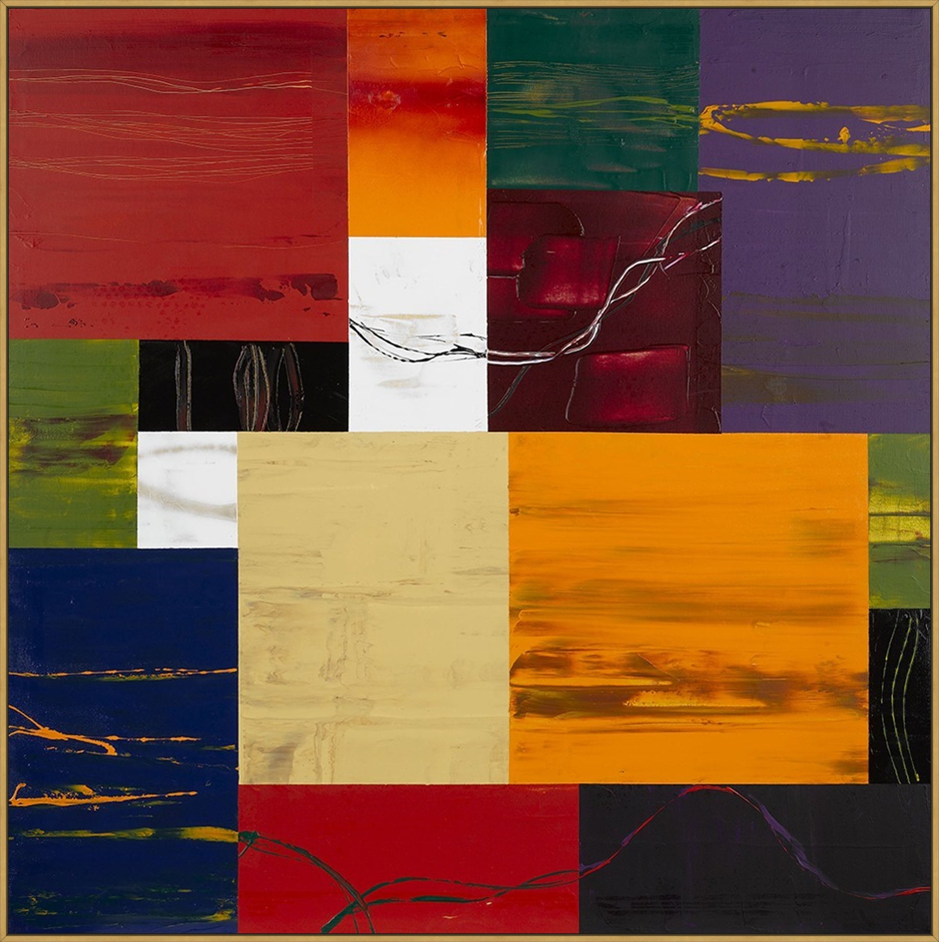 Wariant ramy | vicente-soriano-abstracto-colores | typ-oprawy-rama-l-standardowa-biala-czarna-szara-zlota-mokka-lub-betonowa | rama-zlota | prostokątne narożniki v11